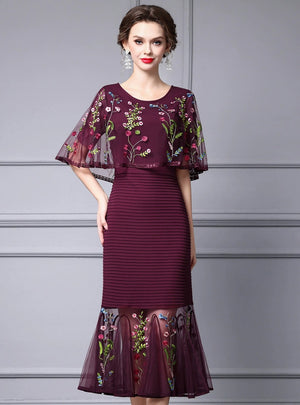 Black Lace Embroidery Mother of the Bride Dress