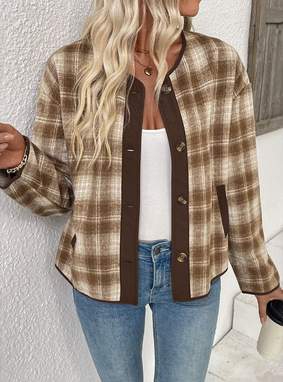 Plaid Casual Plaid Cardigan Coat