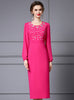 Fuchsia Long Sleeve Beading Mother Of The Bride Dress