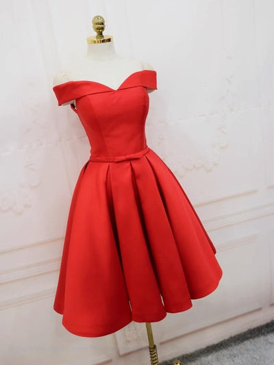 Red Satin Pleats Homecoming Dress