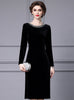 Black Long Sleeve Velvet Mother Of The Bride Dress