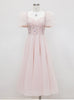 Pink Square Neck Gauze Bead Dress