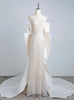 Ivory White Mermaid Sequins Pearls Wedding Dress