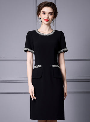Black Short Sleeve Mother Of The Bride Dress