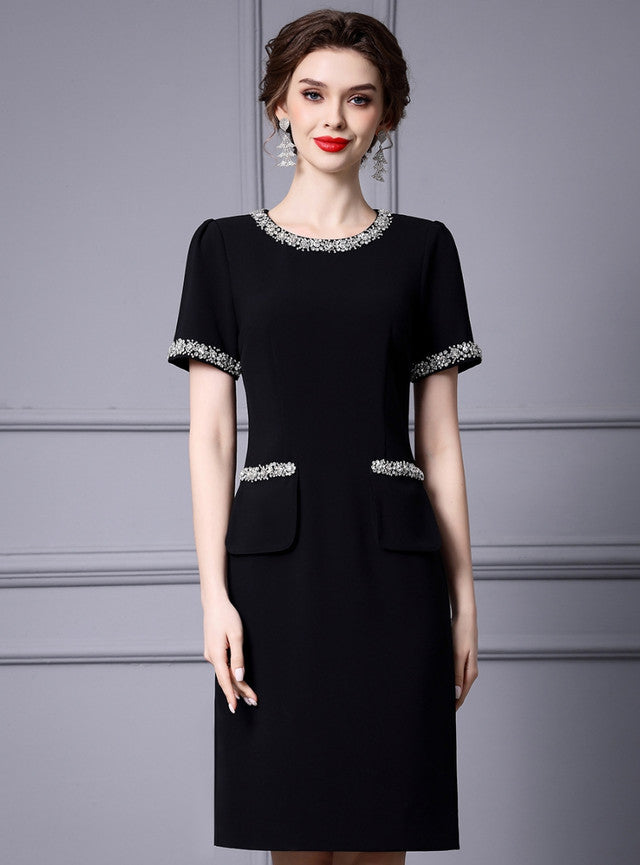 Black Short Sleeve Mother Of The Bride Dress
