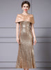 Gold Sequins Beading Crystal Mother Of The Bride Dress