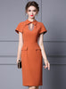 Orange Short Sleeve Mother Of The Bride Dress