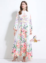 Women Long Sleeve Print Party Dress