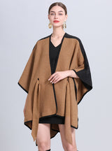 Loose Color Matching Shawl Cloak