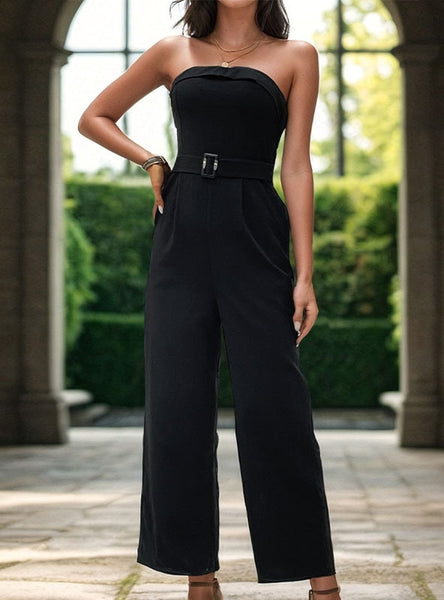 Sleeveless Tube Top One-piece Trousers