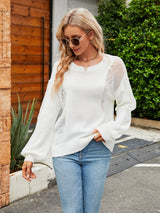 Hollow Pullover Round Neck Sweater