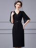 Black V-neck Beading Mother Of The Bride Dress