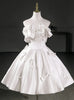 White Satin Strapless Bow Homecoming Dress