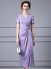 Purple Short Sleeve Mother Of the Brides Dress