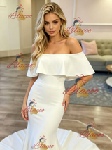 White Mermaid Off the Shoulder Wedding Dress
