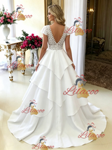 White V-neck Lace Wedding Dress