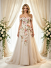 Ivory Tulle Off the Shoulder Appliques Wedding Dress