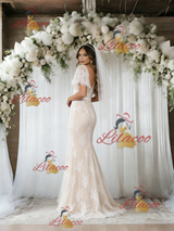 Ivory White Mermaid Lace V-neck Wedding Dress