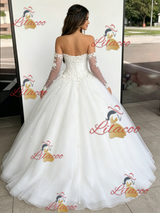 White Tulle Strapless Appliques Quinceanera Dress