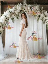 Ivory White Mermaid Lace V-neck Wedding Dress