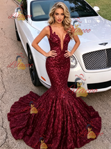 Bugrundy Mermaid Straps Prom Dress
