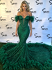 Green Mermaid Off the Shoulder Prom Dress