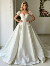 Tulle Sequins Straps Wedding Dress
