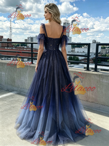Tulle Sequins Straps Beading Prom Dress