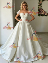 Tulle Sequins Straps Wedding Dress