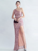 One Shoulder Sequins Party Dress