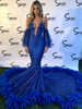 Blue Mermaid Spaghetti Straps Prom Dress