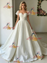 Tulle Sequins Straps Wedding Dress