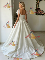 Tulle Sequins Straps Wedding Dress