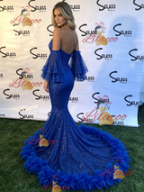 Blue Mermaid Spaghetti Straps Prom Dress
