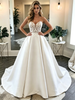 White Satin Strapless Lace Wedding Dress
