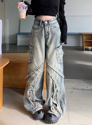 Spliced Raw-edge Pant Jeans