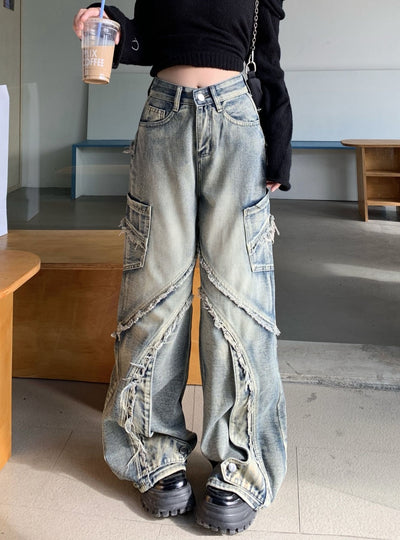 Spliced Raw-edge Pant Jeans