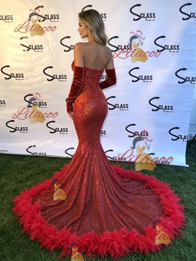Mermaid Sequins Appliques Prom Dress