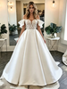 White Satin Lace Off the Shoulder Wedding Dress
