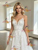 White Tulle Lace Appliques Wedding Dress