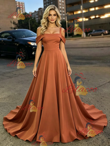 Simple Brown Straps Prom Dress