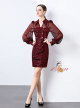 Sexy Sequins Long Sleeve Dress