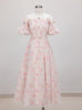 Strap Off-the-shoulder Bubble Sleeve Floral Dress