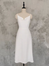 White Spaghetti Straps Short Wedding Dress