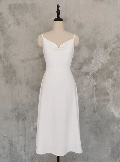White Spaghetti Straps Short Wedding Dress