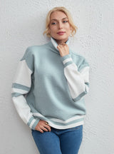 Color Matching Female Long Sleeve Sweater