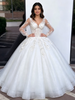 White Tulle V-neck Appliques Quinceanera Dress