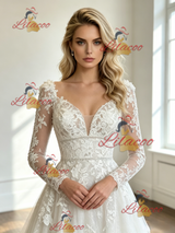 White Tulle Lace Appliques Wedding Dress