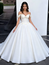 Beige White Off the Shoulder Appliques Quinceanera Dress