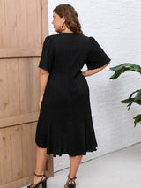 Solid Color Short Sleeve Plus Size Dress